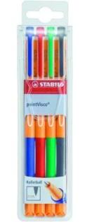 STABILO Rollerball-Stifte, pointVisco, 4 Farben, 0.5mm
